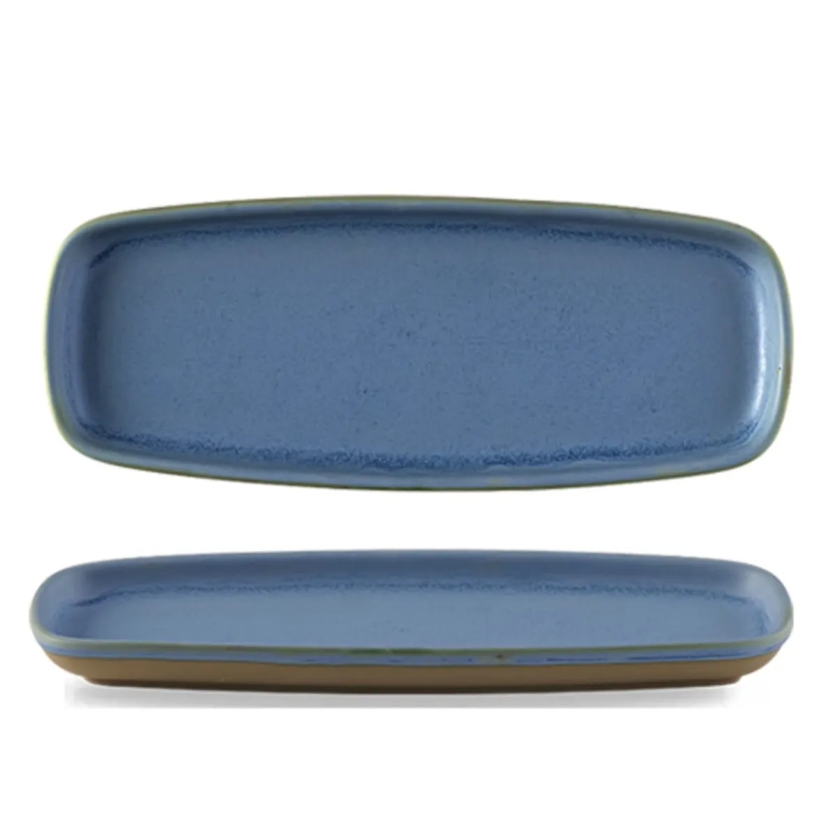 CHURCHILL Assiette à partager rectangulaire bleu porcelaine vitrifiée 25,1x10 cm Emerge Oslo New