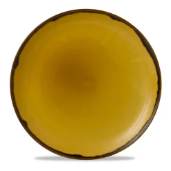 Assiette à pizza rond Mustard porcelaine vitrifiée Ø 32,4 cm Harvest - DUDSON Discount