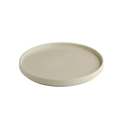 Assiette plate bord droit rond beige porcelaine Ø 26 cm The Grid - APS Hot