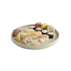 Assiette plate bord droit rond beige porcelaine Ø 26 cm The Grid - APS Hot