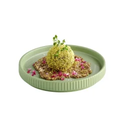 Assiette plate bord droit rond vert porcelaine Ø 16 cm The Grid - APS Clearance