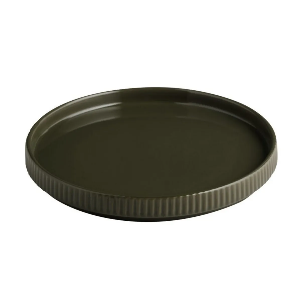 Assiette plate bord droit rond marron porcelaine Ø 20 cm The Grid - APS Discount