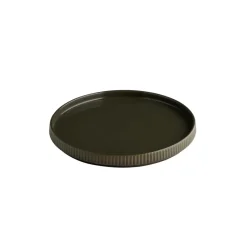 Assiette plate bord droit rond marron porcelaine Ø 23 cm The Grid - APS New