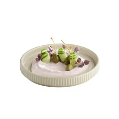 APS Assiette plate bord droit rond beige porcelaine Ø 16 cm The Grid Outlet