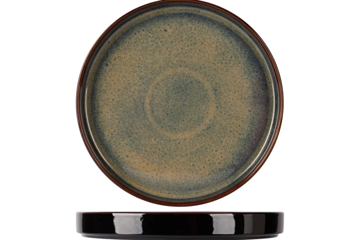 PROOF Assiette plate à bord droit rond noir porcelaine Ø 25 cm Bogota Hot