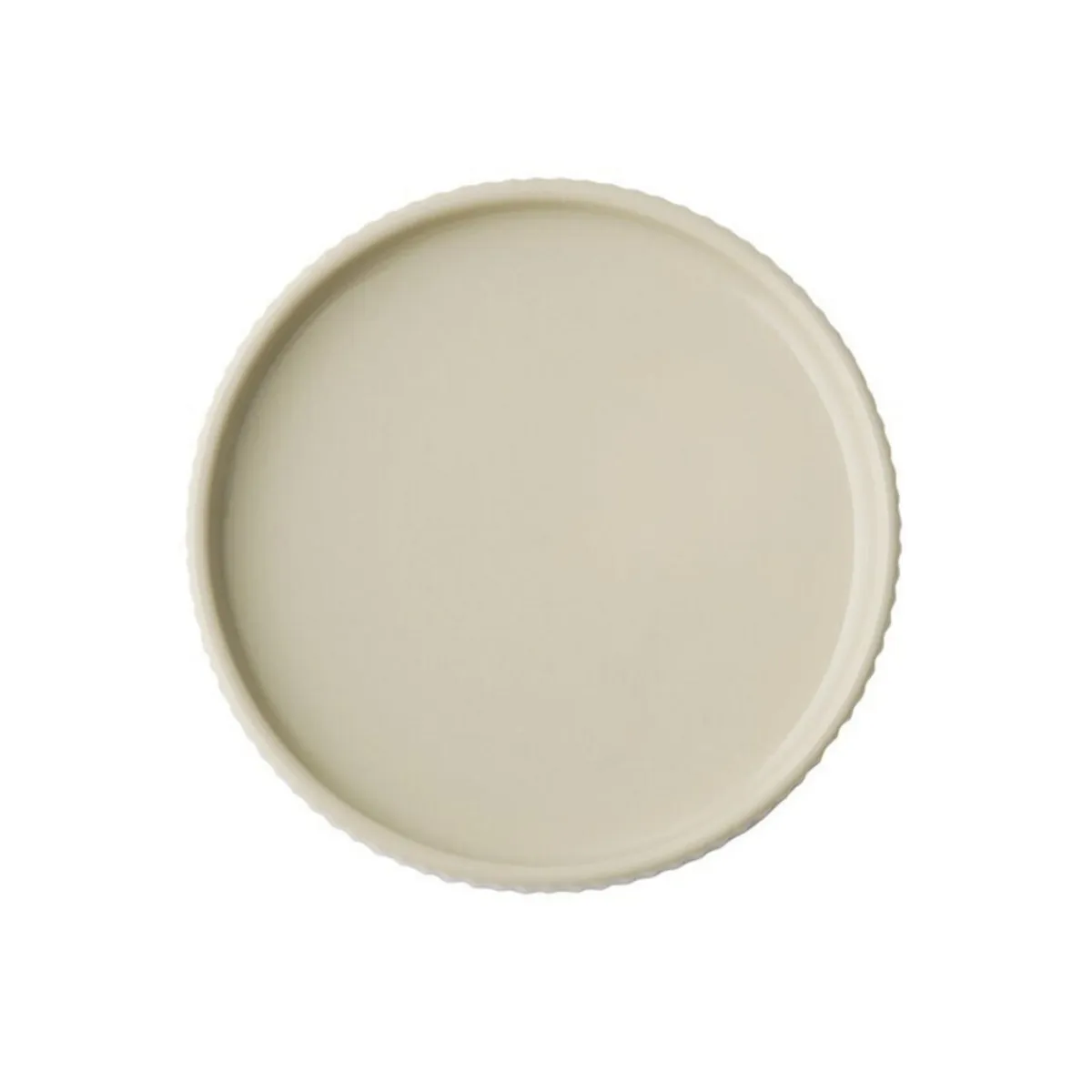 Assiette plate bord droit rond beige porcelaine Ø 14 cm The Grid - APS Hot