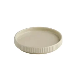 Assiette plate bord droit rond beige porcelaine Ø 14 cm The Grid - APS Hot