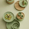 APS Assiette plate bord droit rond vert porcelaine Ø 23 cm The Grid Outlet