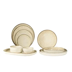 Assiette plate bord droit rond beige porcelaine Ø 20 cm Lunéa - PRO.MUNDI Online