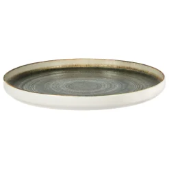 Assiette plate bord droit rond gris anthracite porcelaine Ø 27 cm Terra - PRO.MUNDI Clearance