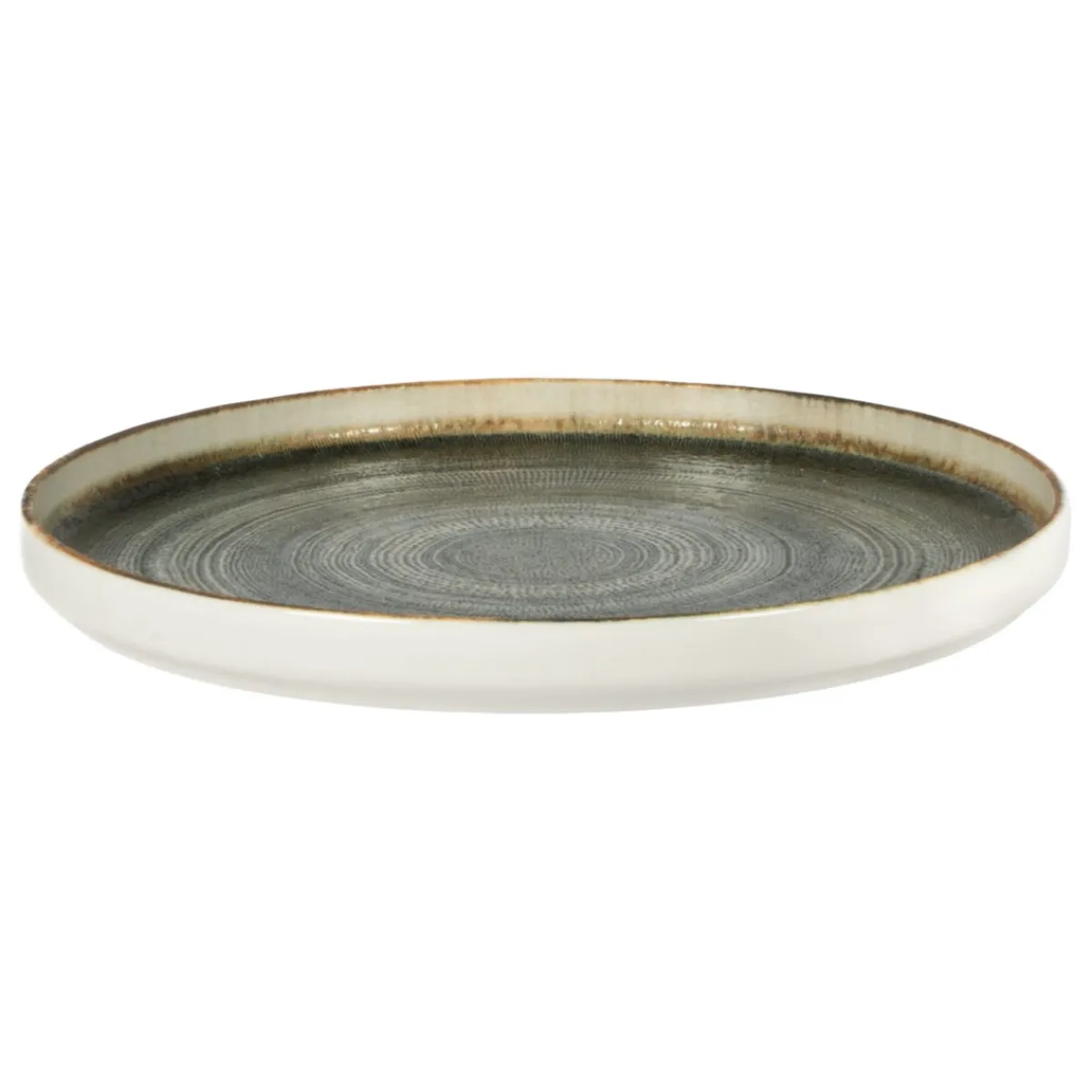 Assiette plate bord droit rond gris anthracite porcelaine Ø 27 cm Terra - PRO.MUNDI Clearance