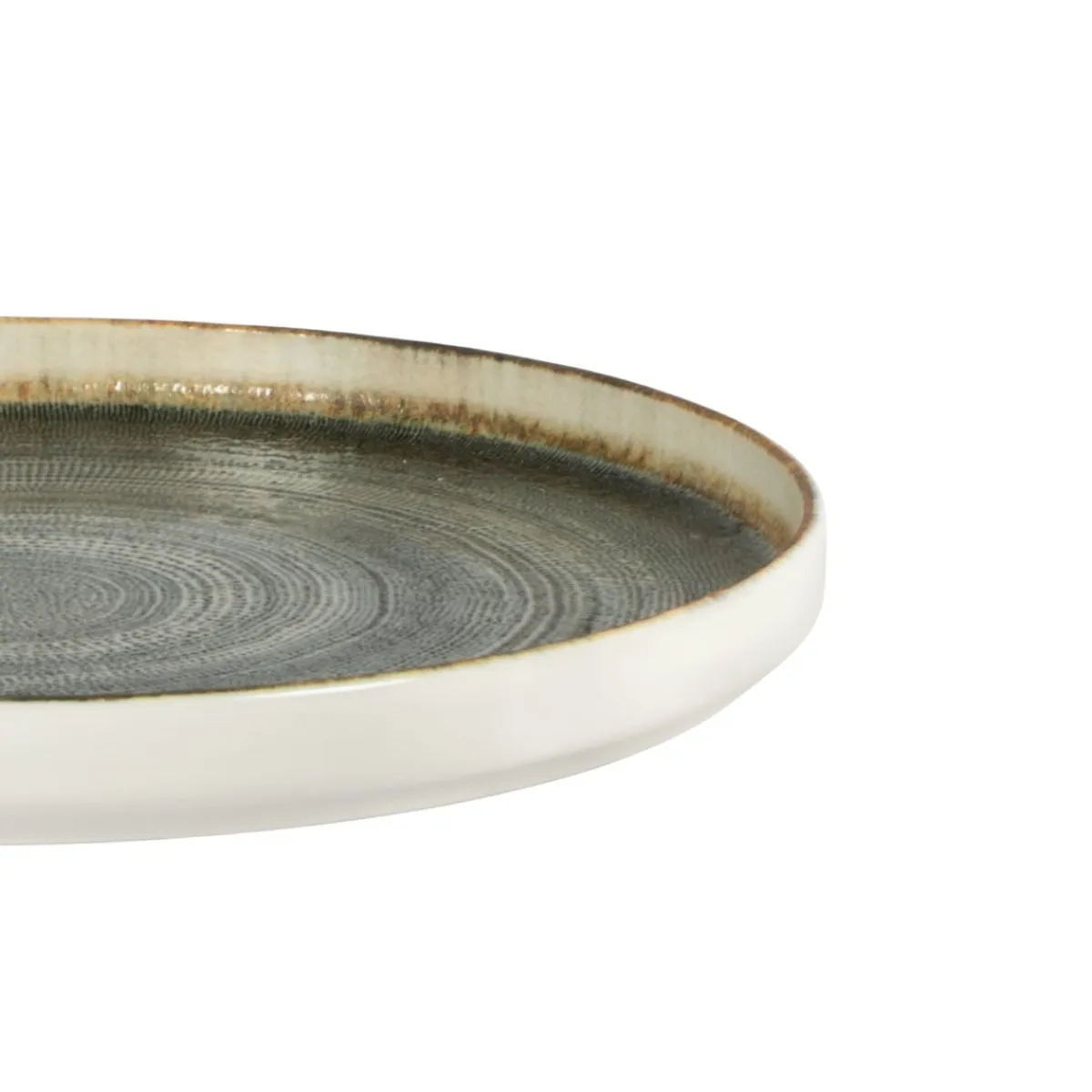 Assiette plate bord droit rond gris anthracite porcelaine Ø 27 cm Terra - PRO.MUNDI Clearance