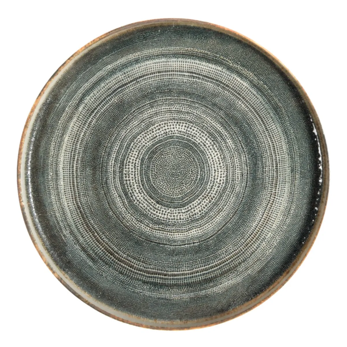 Assiette plate bord droit rond gris anthracite porcelaine Ø 27 cm Terra - PRO.MUNDI Clearance