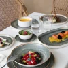 Assiette plate bord droit rond gris anthracite porcelaine Ø 25 cm Terra - PRO.MUNDI Clearance