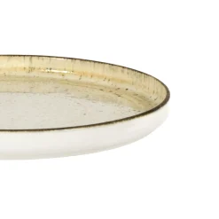 PRO.MUNDI Assiette plate bord droit rond beige porcelaine Ø 25 cm Lunéa Discount