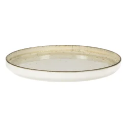 PRO.MUNDI Assiette plate bord droit rond beige porcelaine Ø 25 cm Lunéa Discount