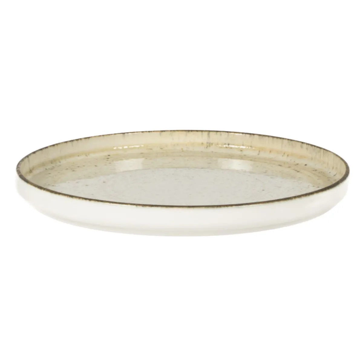PRO.MUNDI Assiette plate bord droit rond beige porcelaine Ø 25 cm Lunéa Discount