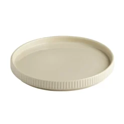 Assiette plate bord droit rond beige porcelaine Ø 20 cm The Grid - APS Clearance