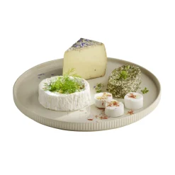 Assiette plate bord droit rond beige porcelaine Ø 32 cm The Grid - APS