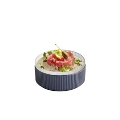 Assiette plate bord droit rond transparent verre Ø 16 cm The Grid - APS Outlet