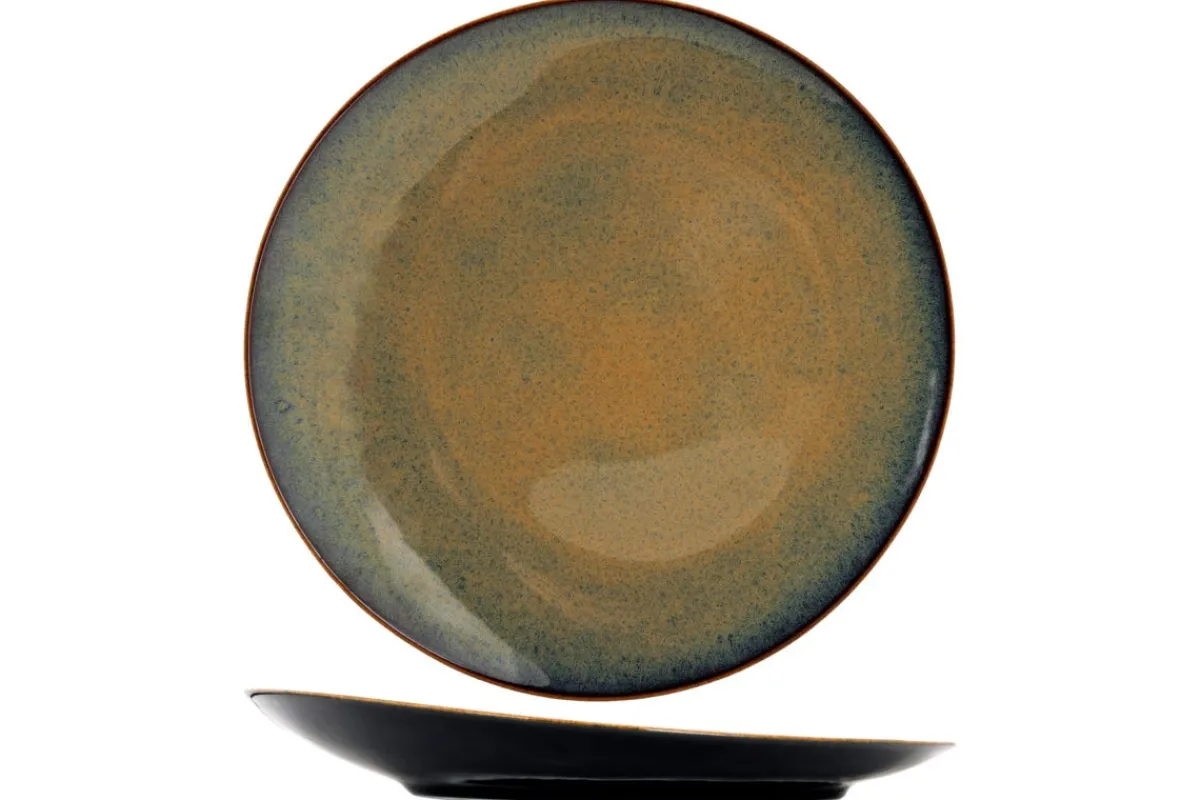Assiette plate à bord incurvé rond noir porcelaine Ø 24 cm Bogota - PROOF
