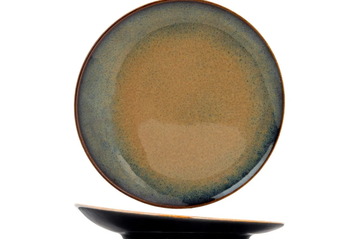 Assiette plate à bord incurvé rond noir porcelaine Ø 18 cm Bogota - PROOF
