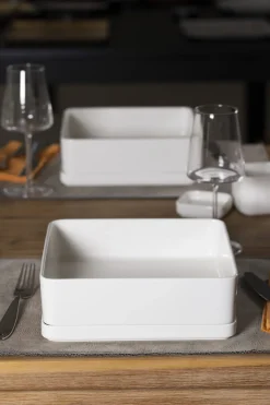 Assiette plate carré blanc porcelaine 8x8 cm Fractal - RAK Online