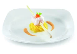 Assiette plate carré ivoire porcelaine vitrifiée 27x27 cm Ska - RAK New