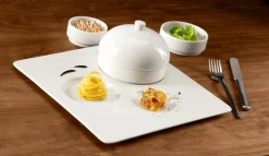 Assiette plate carré ivoire porcelaine vitrifiée 14,2x14,2 cm Allspice - RAK Discount