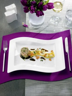 Assiette plate carré ivoire porcelaine vitrifiée 27x27 cm New Wave - VILLEROY & BOCH Outlet
