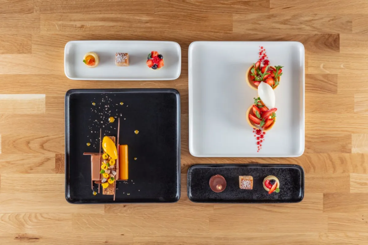 RAK Assiette plate carré noir porcelaine 8x8 cm Fractal Discount