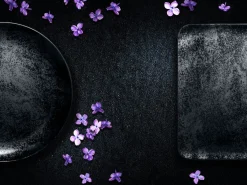 RAK Assiette plate carré noir porcelaine vitrifiée 33x33 cm Karbon