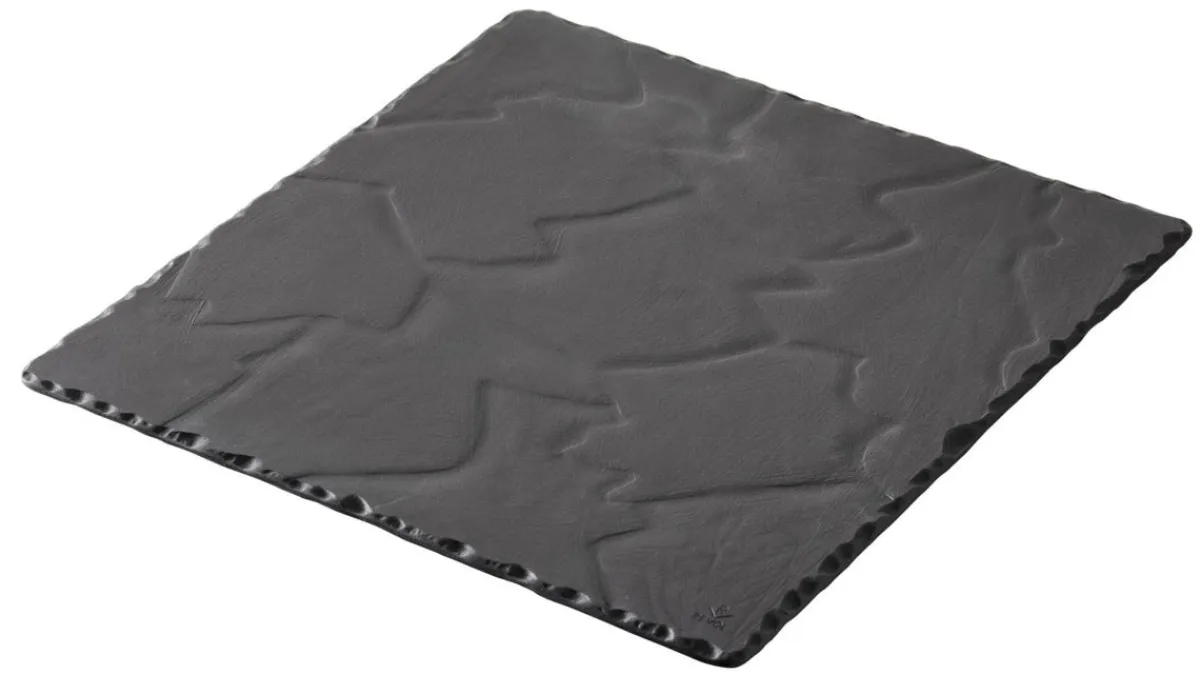 Assiette plate carré noir porcelaine culinaire 25x25 cm Basalt - REVOL Hot