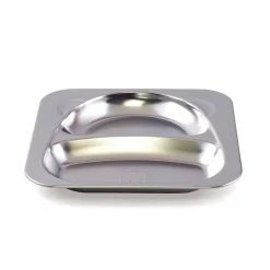 Assiette plate 2 compartiments carré argent inox Ø 21 cm Inox - PLASTOREX New