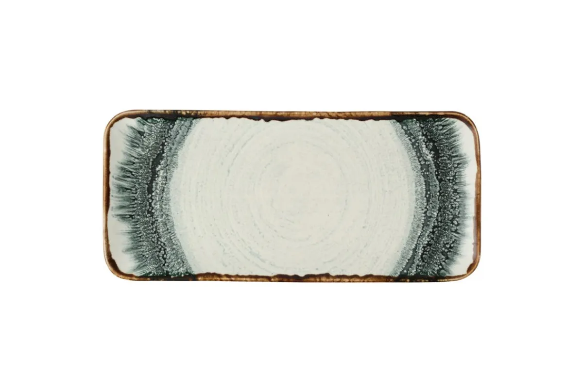 Assiette plate organique rectangulaire Natural porcelaine vitrifiée 34,6x15,6 cm Flare - DUDSON