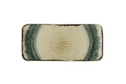 DUDSON Assiette plate organique rectangulaire Linen porcelaine vitrifiée 34,6x15,6 cm Flare