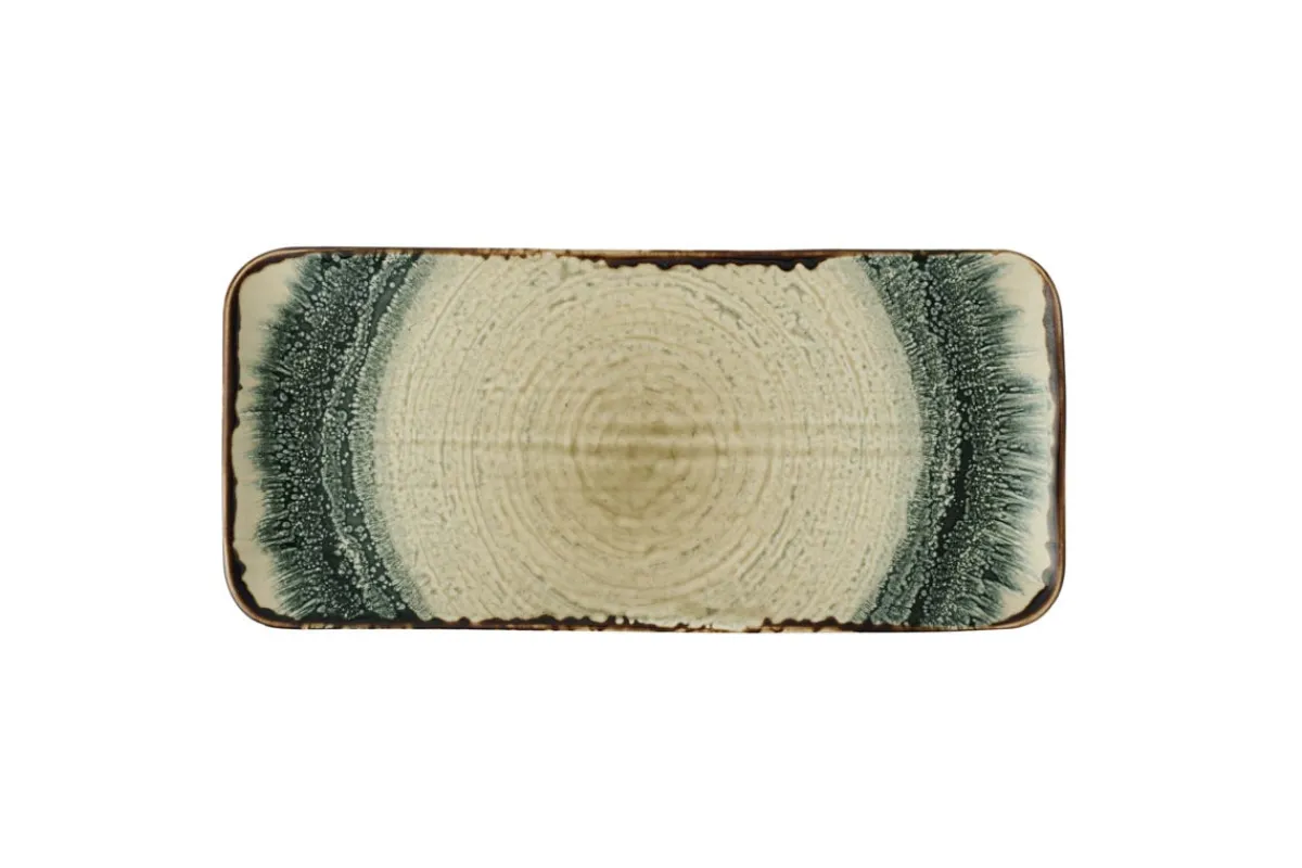 DUDSON Assiette plate organique rectangulaire Linen porcelaine vitrifiée 34,6x15,6 cm Flare