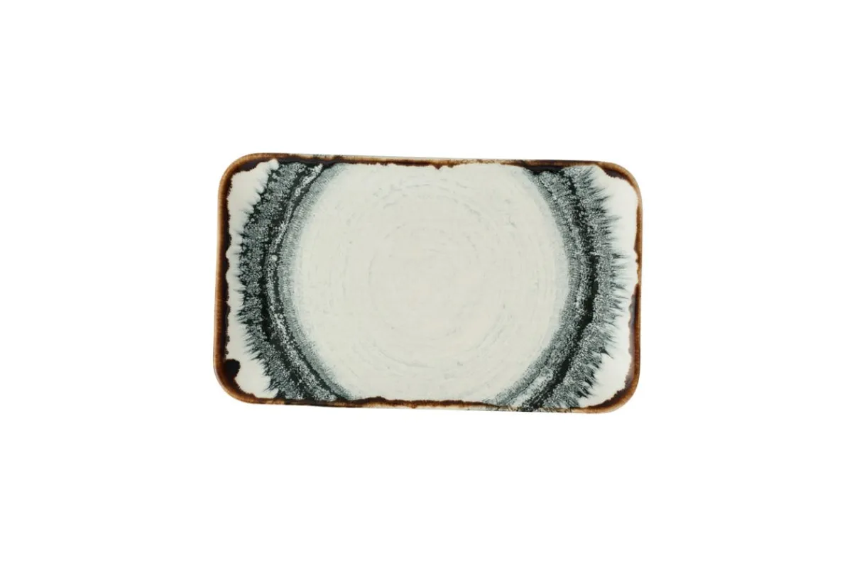 DUDSON Assiette plate organique rectangulaire Natural porcelaine vitrifiée 27x16 cm Flare Discount