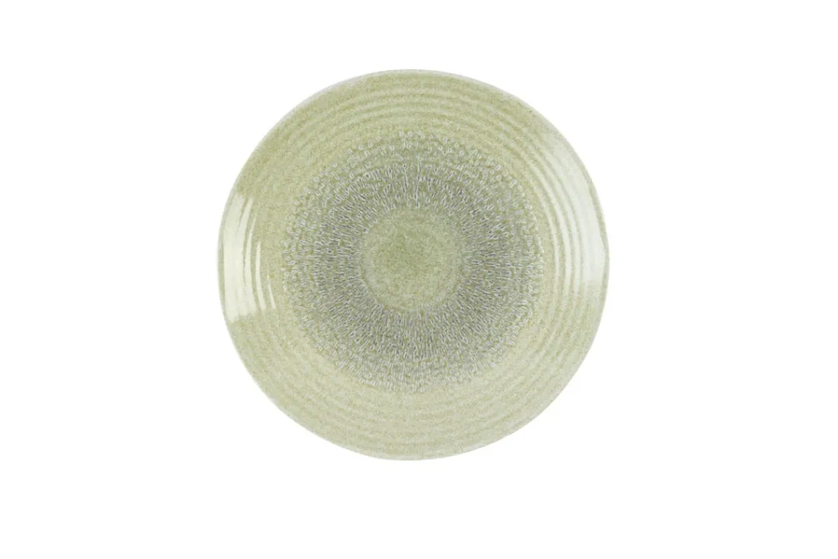 Assiette plate organique vert porcelaine vitrifiée Ø 27 cm Harvest Grain - DUDSON New