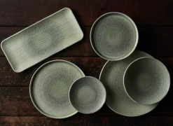 DUDSON Assiette plate organique vert porcelaine vitrifiée Ø 29 cm Harvest Grain Sale