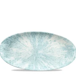CHURCHILL Assiette plate ovale Aquamarine porcelaine vitrifiée 34,7x17,3 cm Stone Aquamarine Clearance