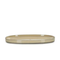 REVOL Assiette plate ovale beige porcelaine culinaire 35,5x21,8 cm Caractère Sale