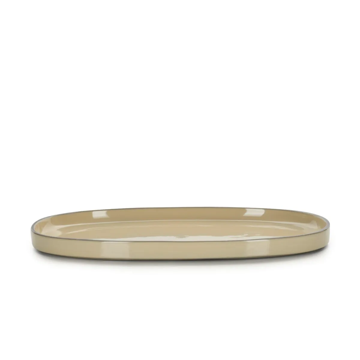 REVOL Assiette plate ovale beige porcelaine culinaire 35,5x21,8 cm Caractère Sale