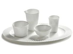 SERAX Assiette plate ovale blanc porcelaine bone china 34x22 cm Nido