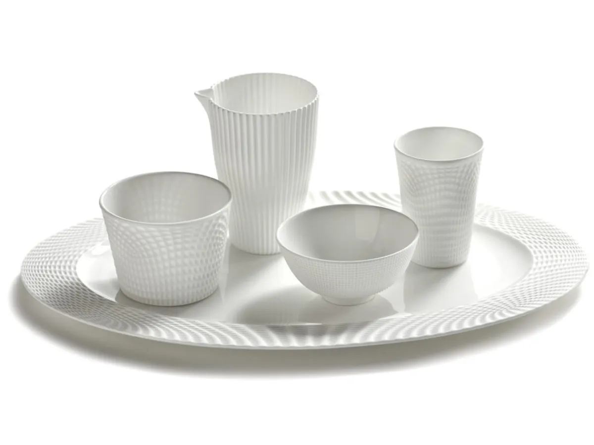 SERAX Assiette plate ovale blanc porcelaine bone china 34x22 cm Nido