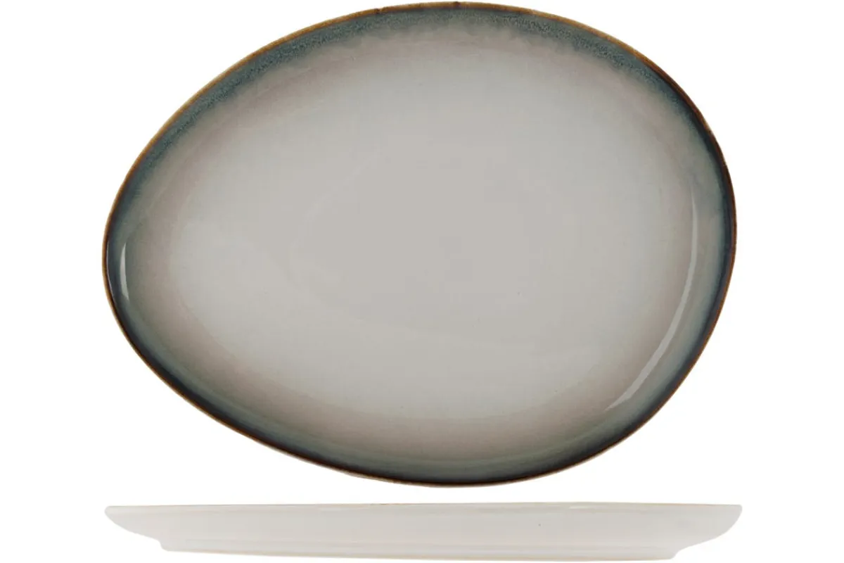 PROOF Assiette plate ovale blanc porcelaine 30x23 cm Akoya Discount