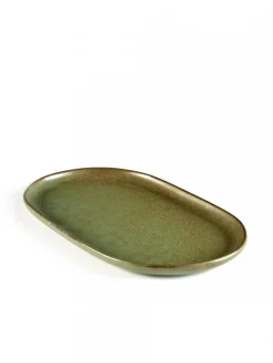 Assiette plate ovale camogreen grès émaillé 25x15 cm Surface - SERAX Discount