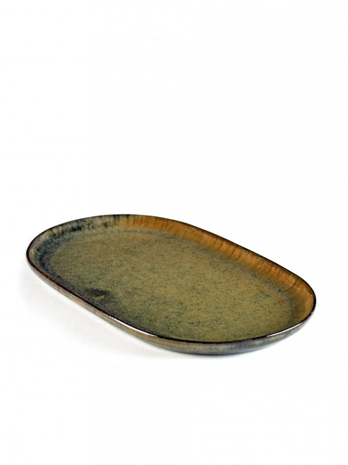 SERAX Assiette plate ovale indi grey grès émaillé 25x15 cm Surface Clearance