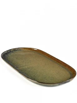 Assiette plate ovale indi grey grès émaillé 35,5x17 cm Surface - SERAX Best