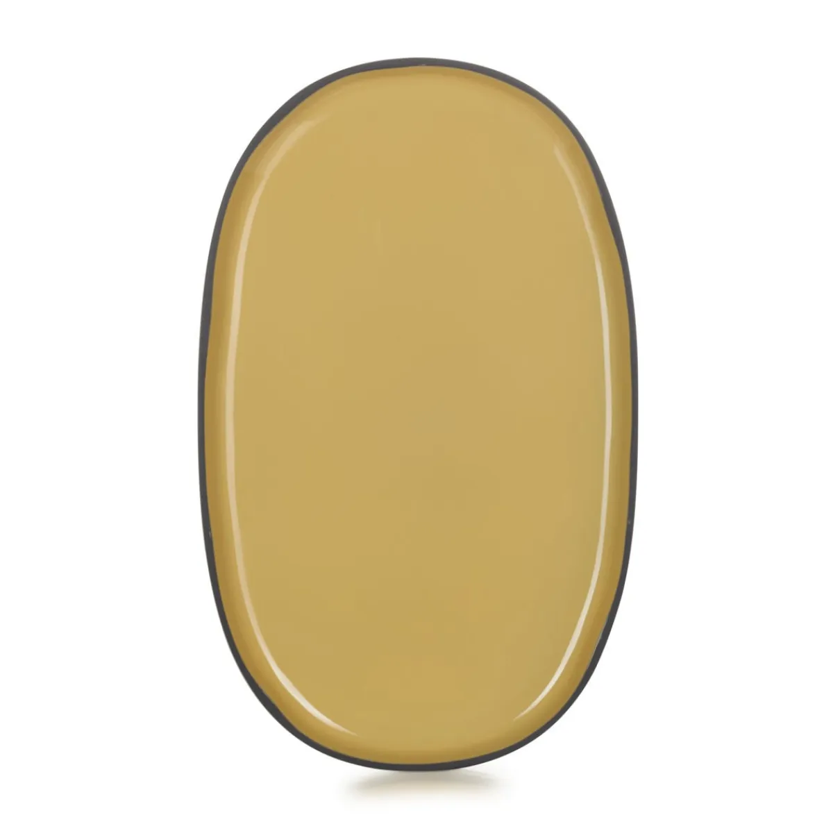 Assiette plate ovale jaune porcelaine culinaire 35,5x21,8 cm Caractère - REVOL